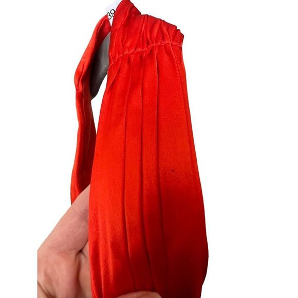 Free People X Sau Lee Livi Satin Mini Dress Red Halter Cocktail - Picture 9 of 9